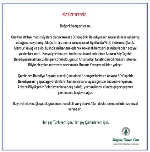 Yavaş'ın su faturasını bahane ederek sırtını döndüğü vatandaşa AK Parti'li belediyeler sahip çıktı!